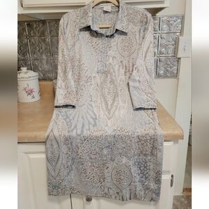 Gretchen Scott Dress Womens Medium Shift Jersey Gray Multi Worn Once Gorgeous!